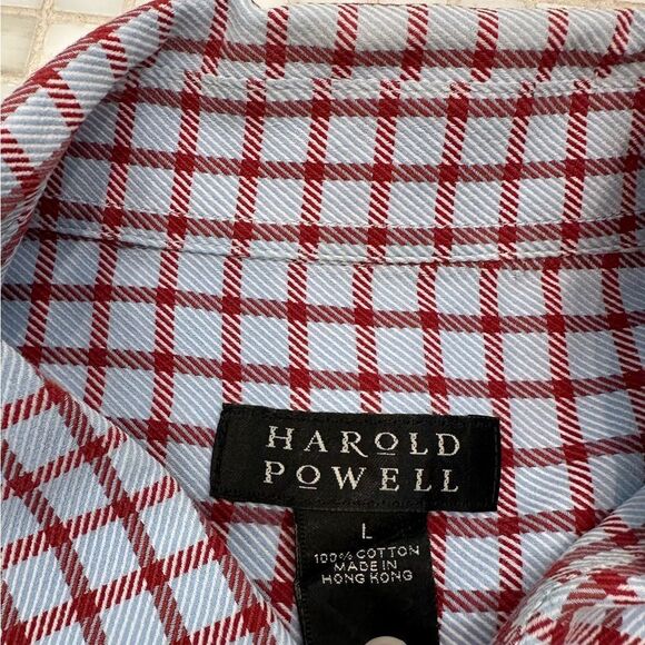 Harold Powell Blue Long Sleeve Button Down with Red Check Pattern - Picture 6 of 10